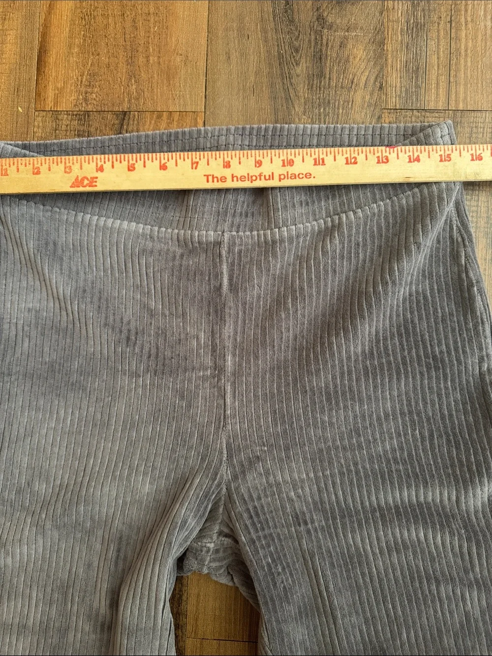 Aerie grey ribbed corduroy flare pants with an elastic waist,